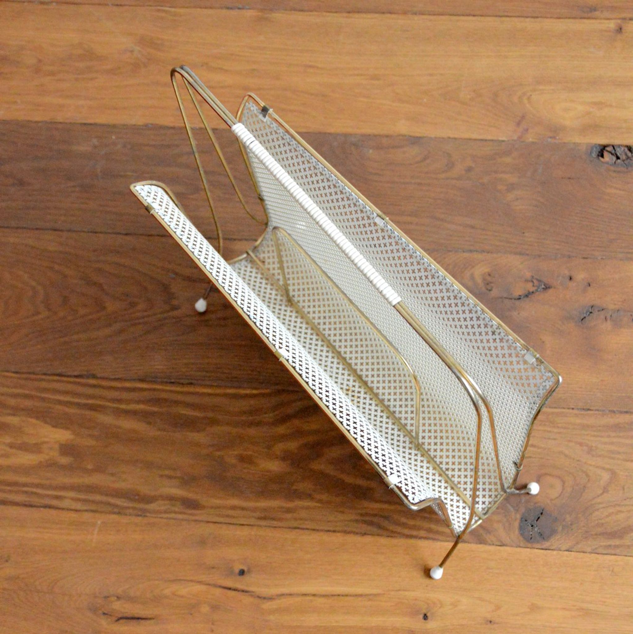Door magazines perforated metal and vintage brass 50s / 60s