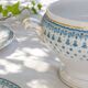 Large salad bowl from 1909 in porcelain by Oscar Shaller, blue and gold.