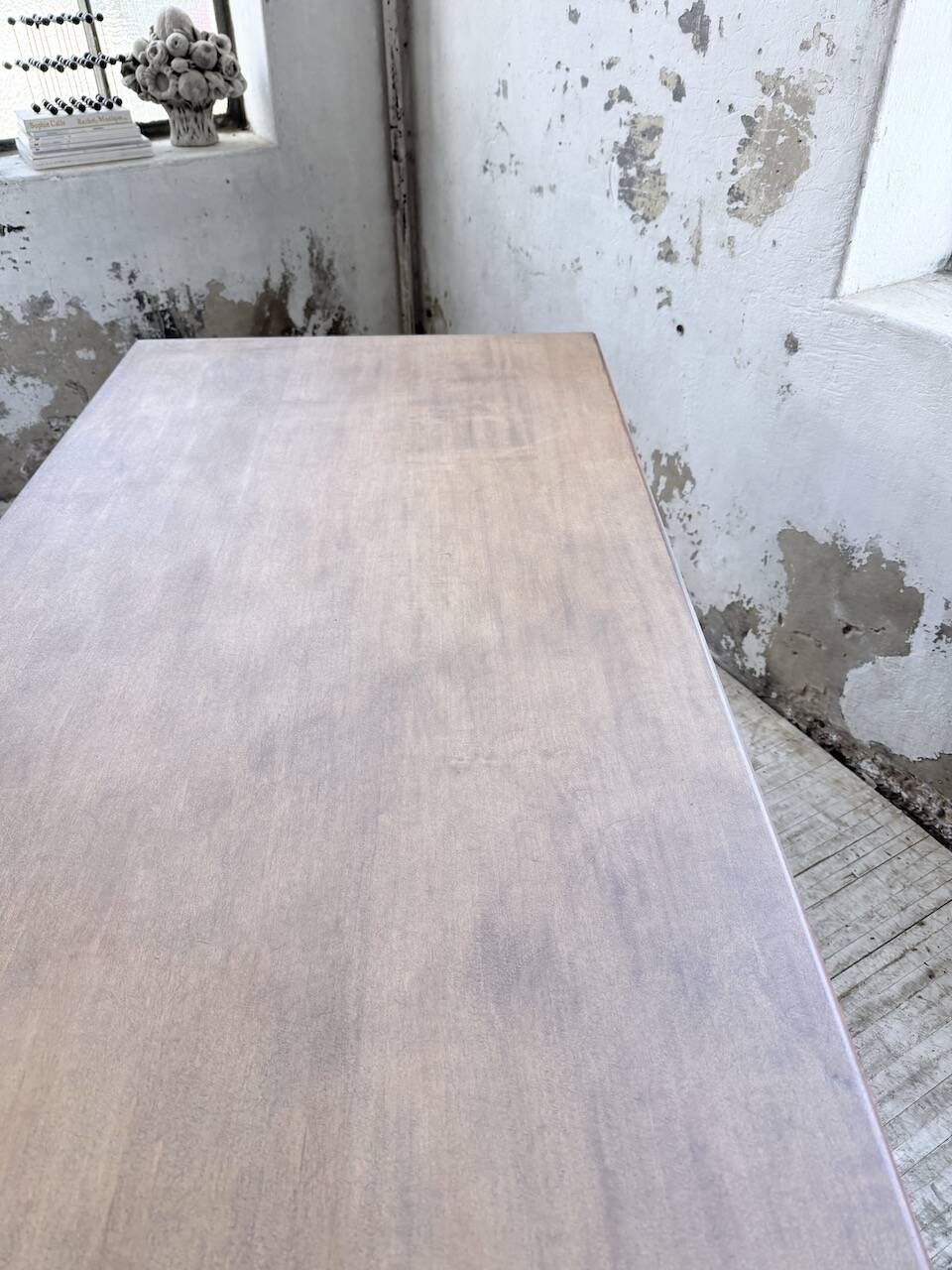 Farm table with turned legs, made of pine and birch, 180cm.