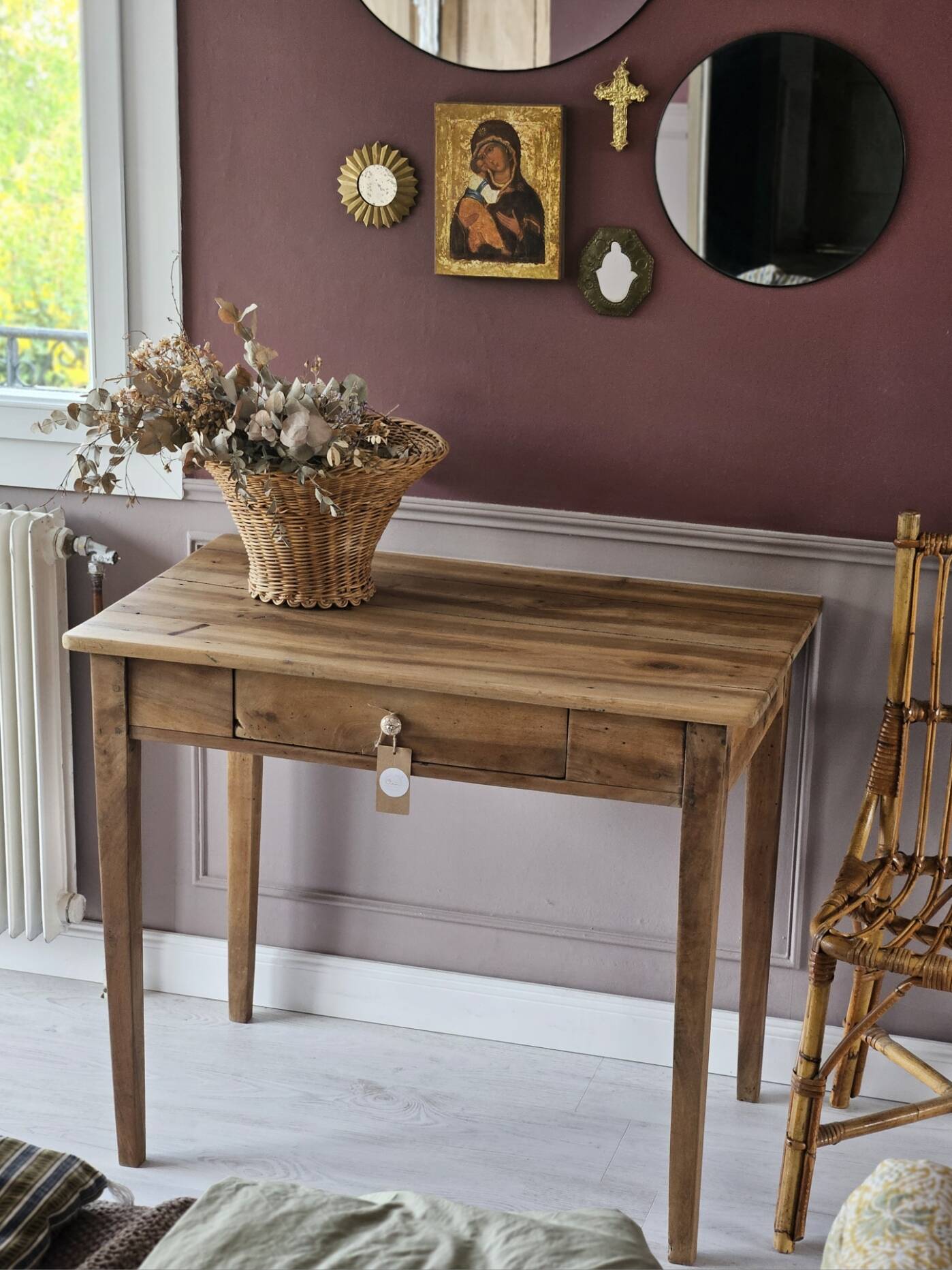 Antique walnut table/desk, renovated | Emile