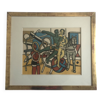 Fernand LÉGER (d'ap.) Scène de cirque. c. 1980. Photogravure encadrée