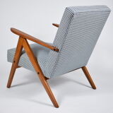 Fauteuil original vintage 60s, édition VAR, entièrement restauré, tissu de poule, élégant