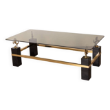 TABLE VINTAGE 70'S EN VERRE ET LAITON DESIGN MAISON CHARLES