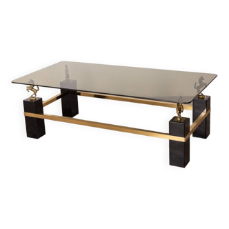 VINTAGE TABLE IN GLASS AND BRASS