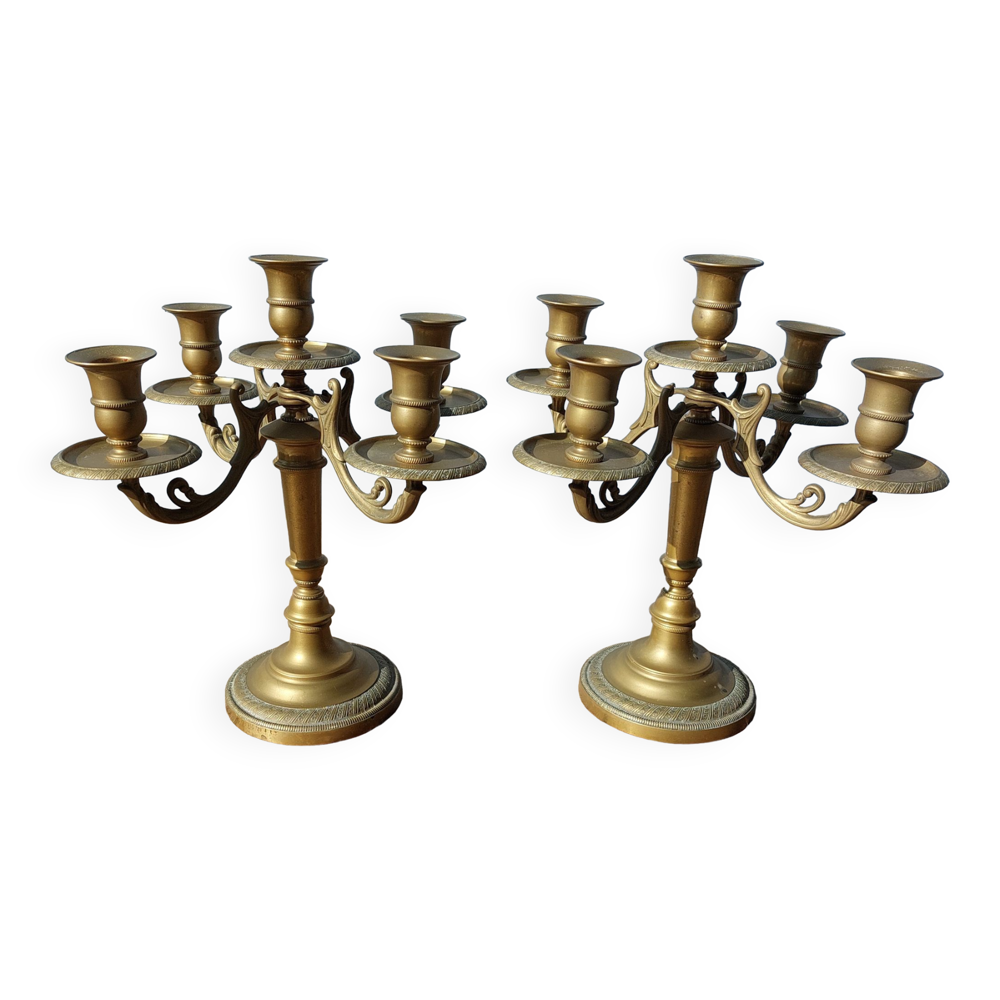 Duo of bronze candlesticks