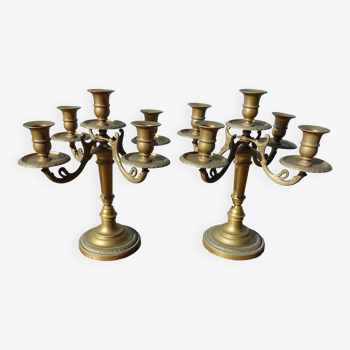 Duo of bronze candlesticks