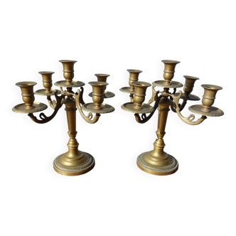 Duo of bronze candlesticks