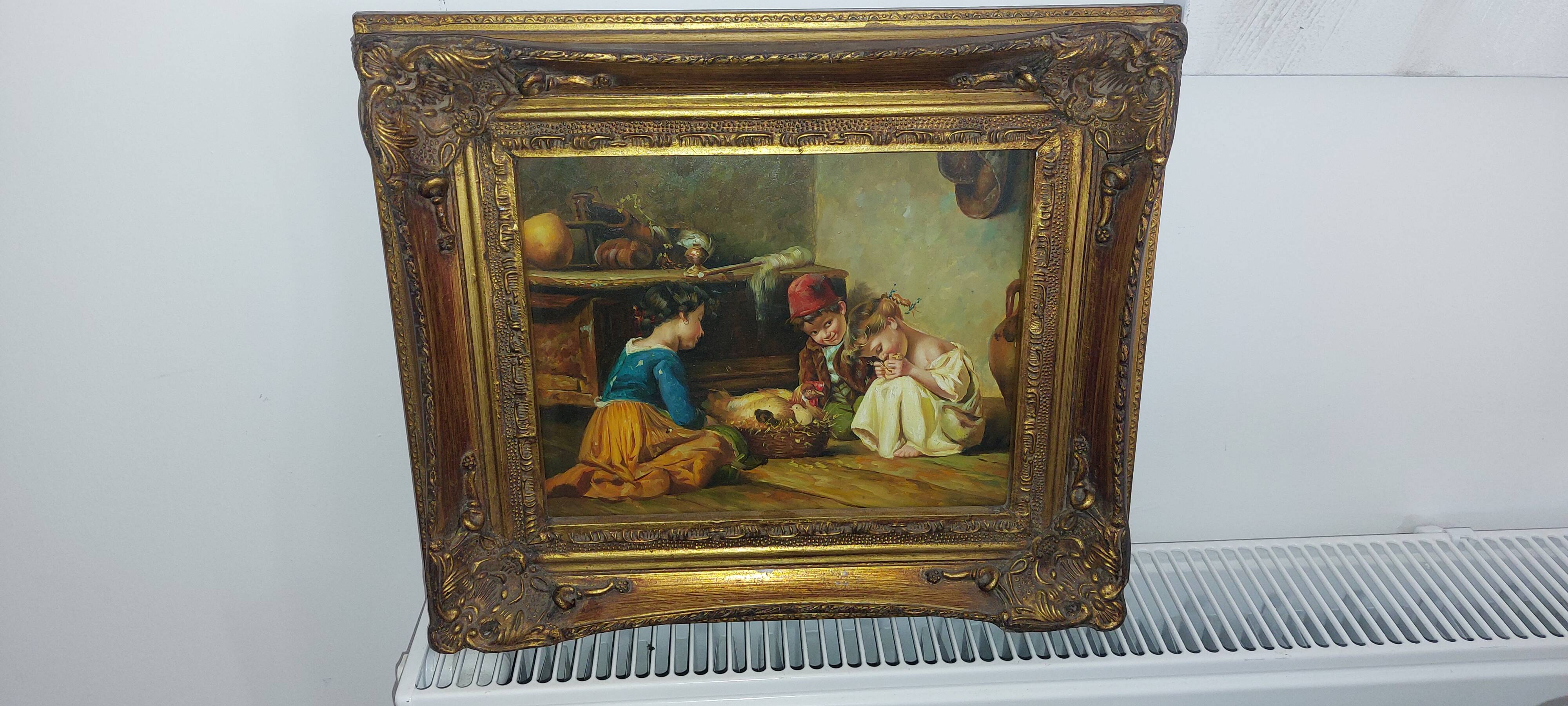 Old oil painting on panel