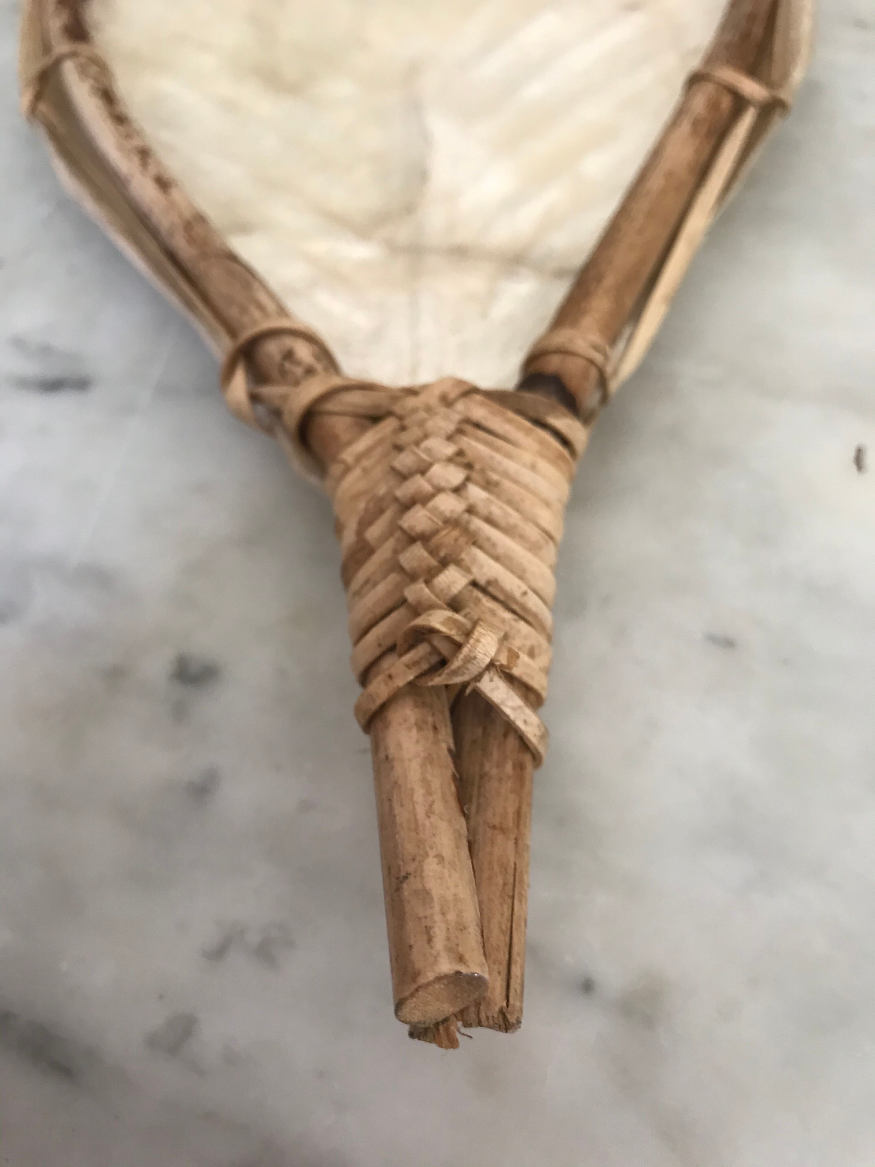 Mother-of-pearl and rattan trinket bowl