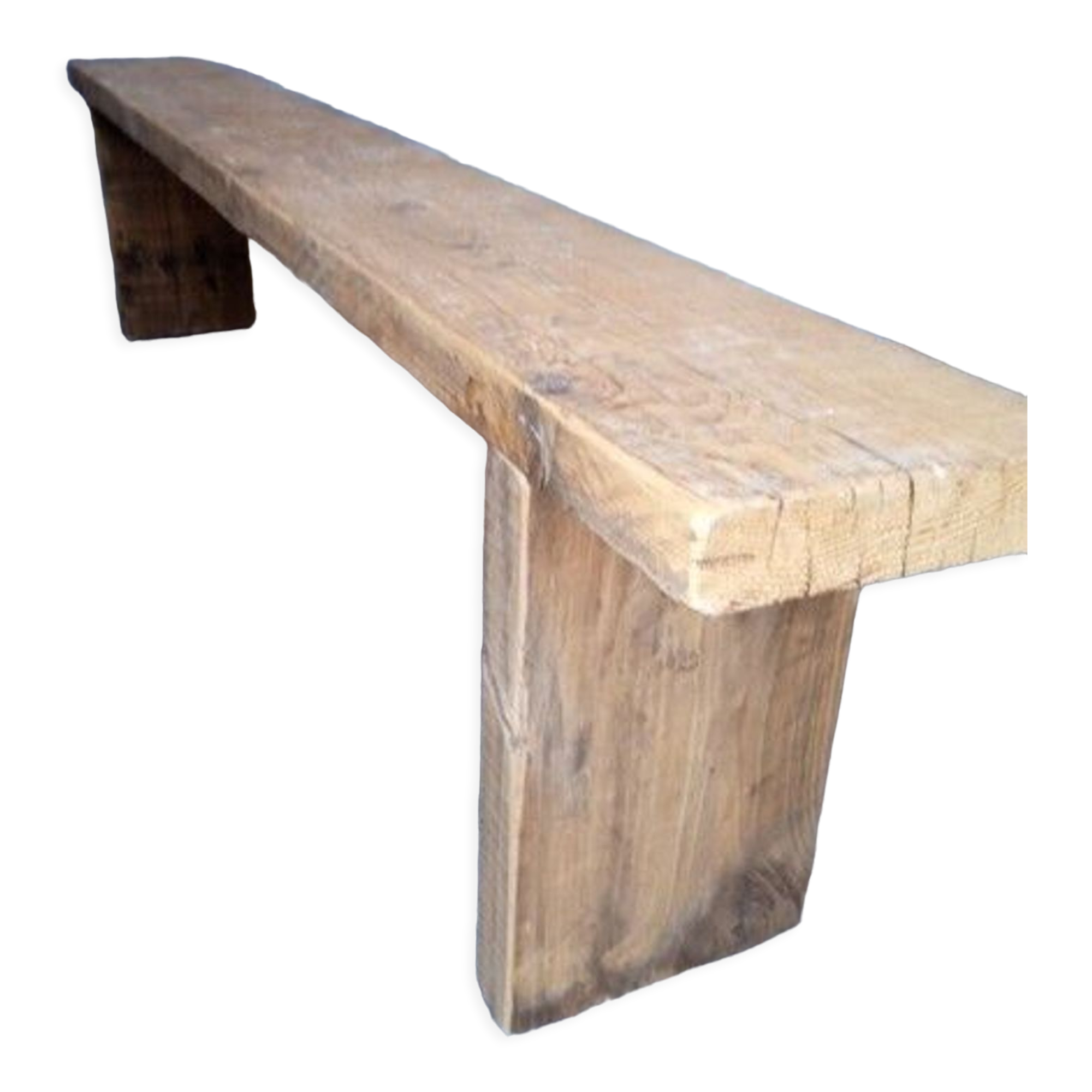 Old solid wood bench of 2 meters
