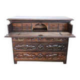 Antique Carved Walnut Chest of Drawers, 17th Century