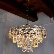 Kinkeldey golden chandelier, cut glass, 4 levels, Germany, 1970