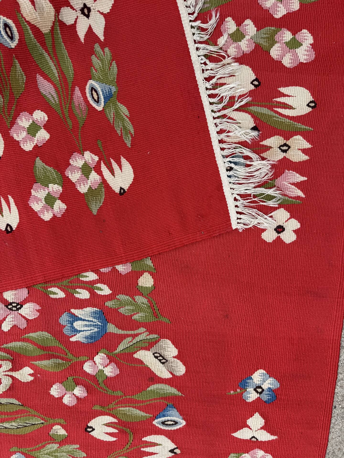 Romanian kilim rug from the 1950s