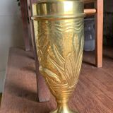 Brass vase with crane decoration