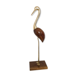 Heron in wood and brass