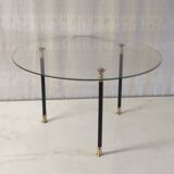 Glass tripod side coffee table - 60s/70s