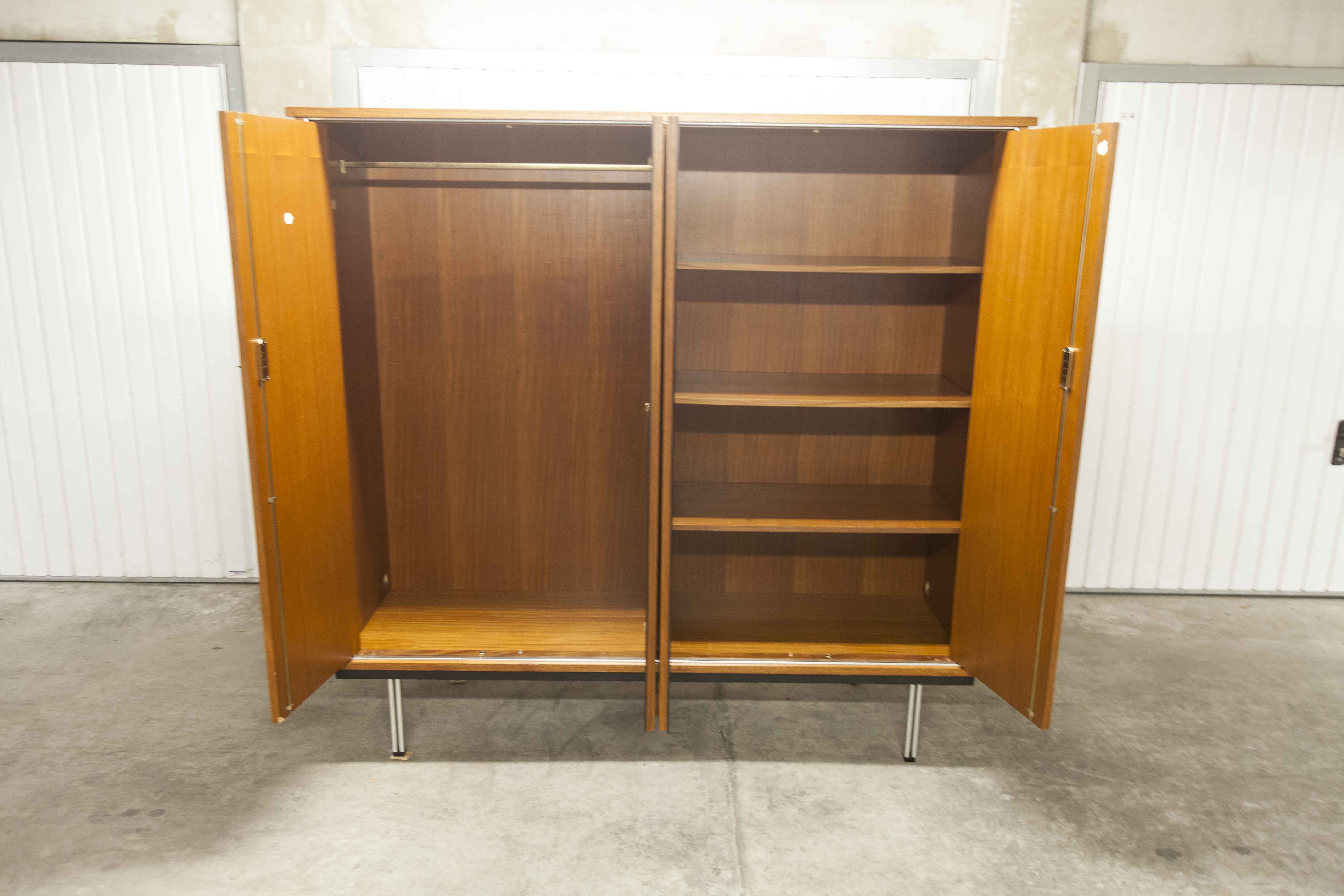 Wardrobe 1970 teak 4 doors half wardrobe half shelf 182 cm