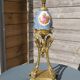 Bronze and blue porcelain floor lamp from the early 20th century.