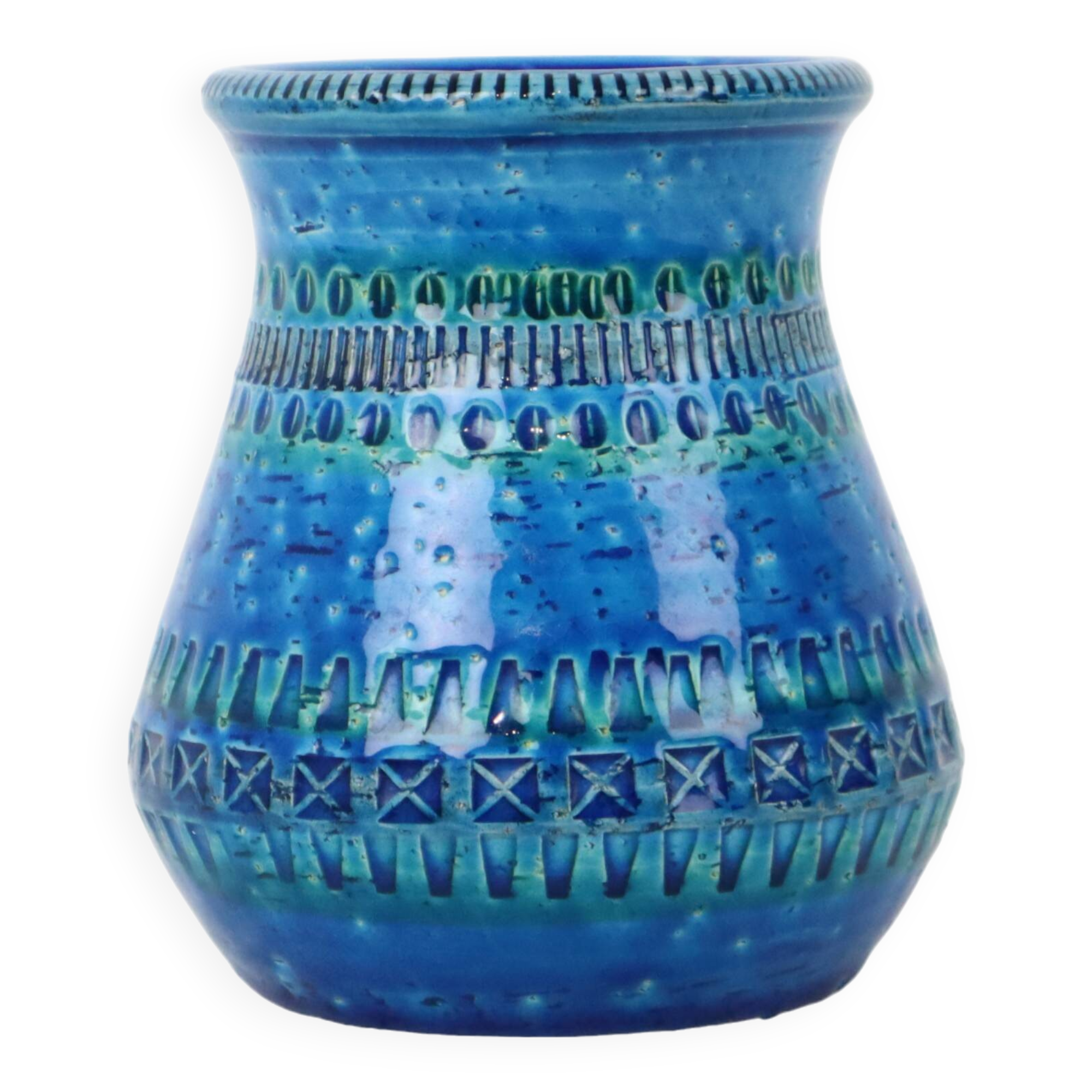 Vintage Blue Bitossi Vase Rimini Blue Aldo Londi Design Sixties
