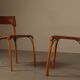 Ensemble de cinq chaises de salle à manger italiennes en cuir cognac, années 1990.