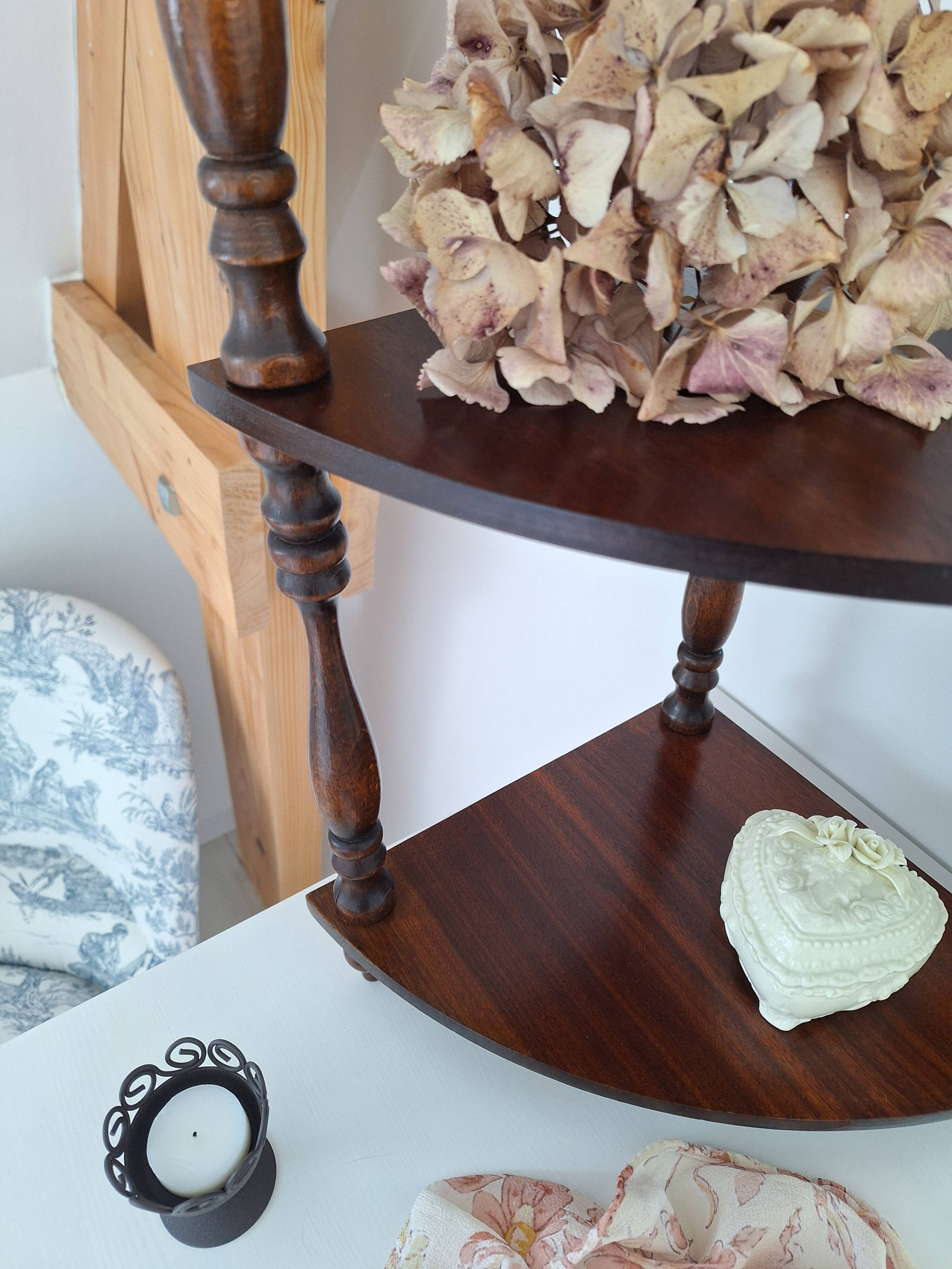 1970s wooden corner shelf