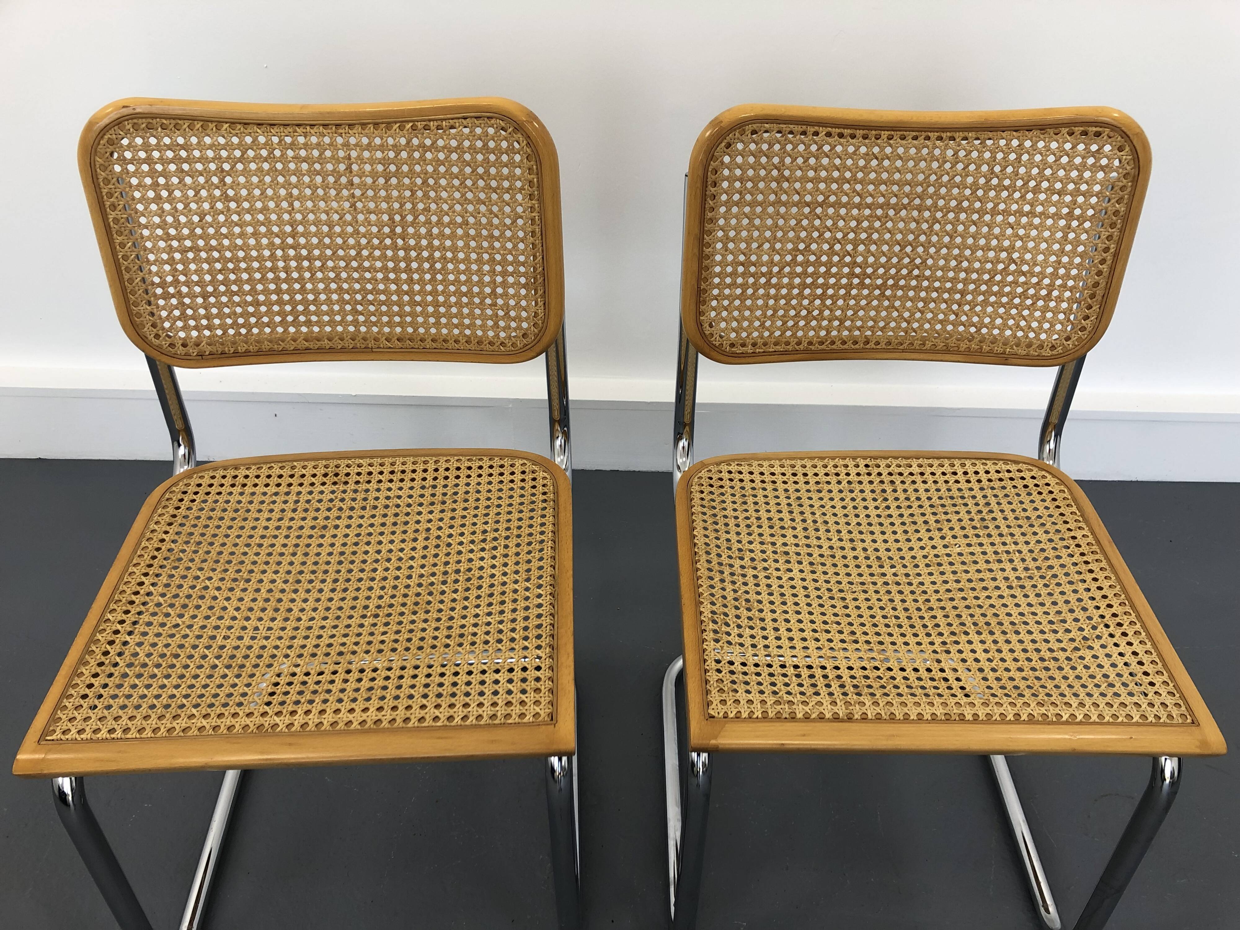 Pair chairs design Marcel Breuer, Italy, 1980