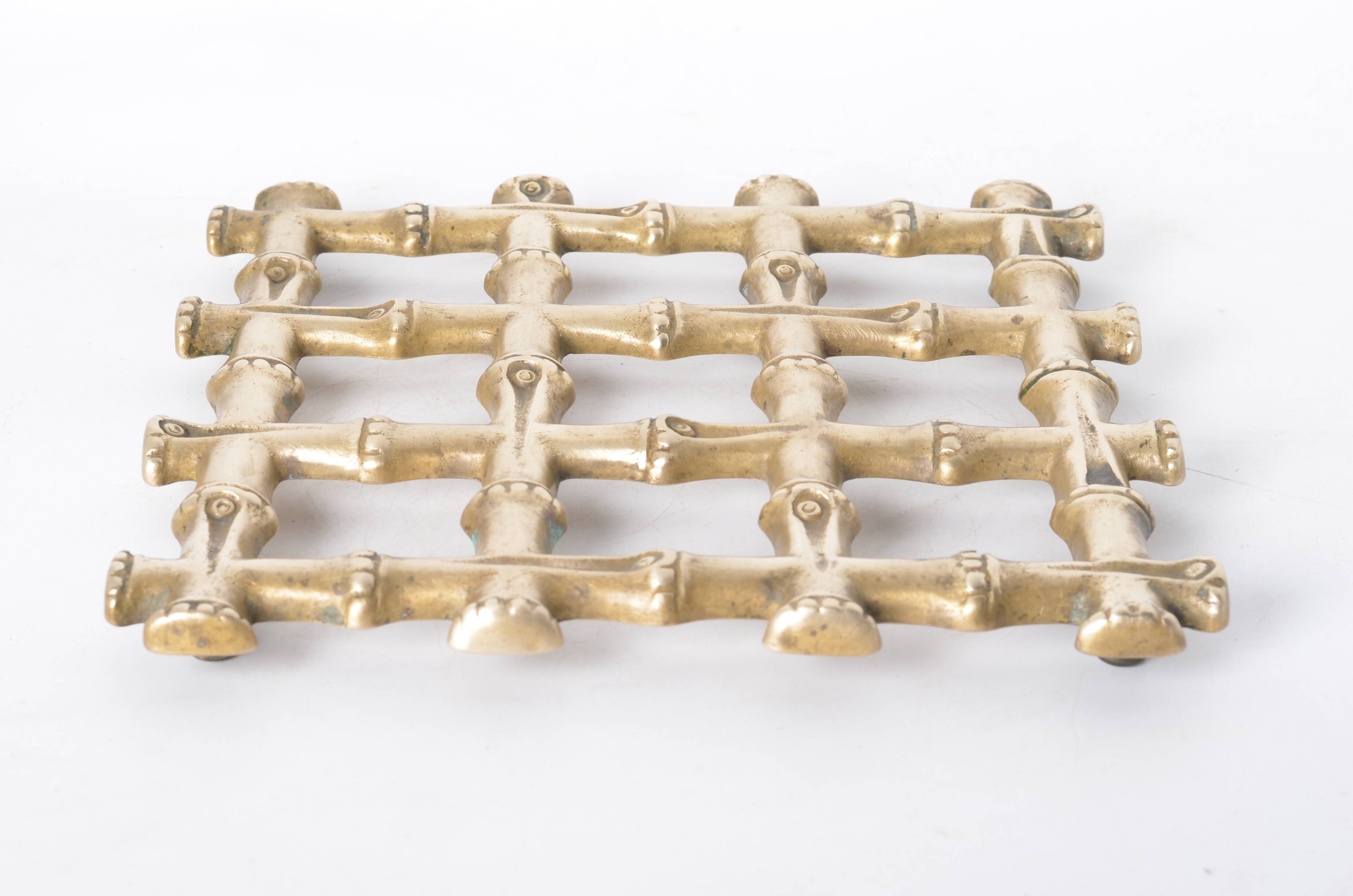 Brass imitation bamboo trivet