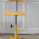 Metal and wood workshop chair, 80s