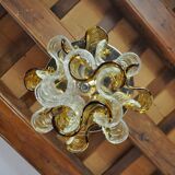 Two-tone chandelier by Zero Quattro, orange and transparent murano glass, Italy, 1970