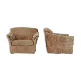 Pair of velvet armchairs "caramel blond" France, circa 1960