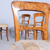 Set of four biedermeier walnut chairs, original condition, czechia, 1830s