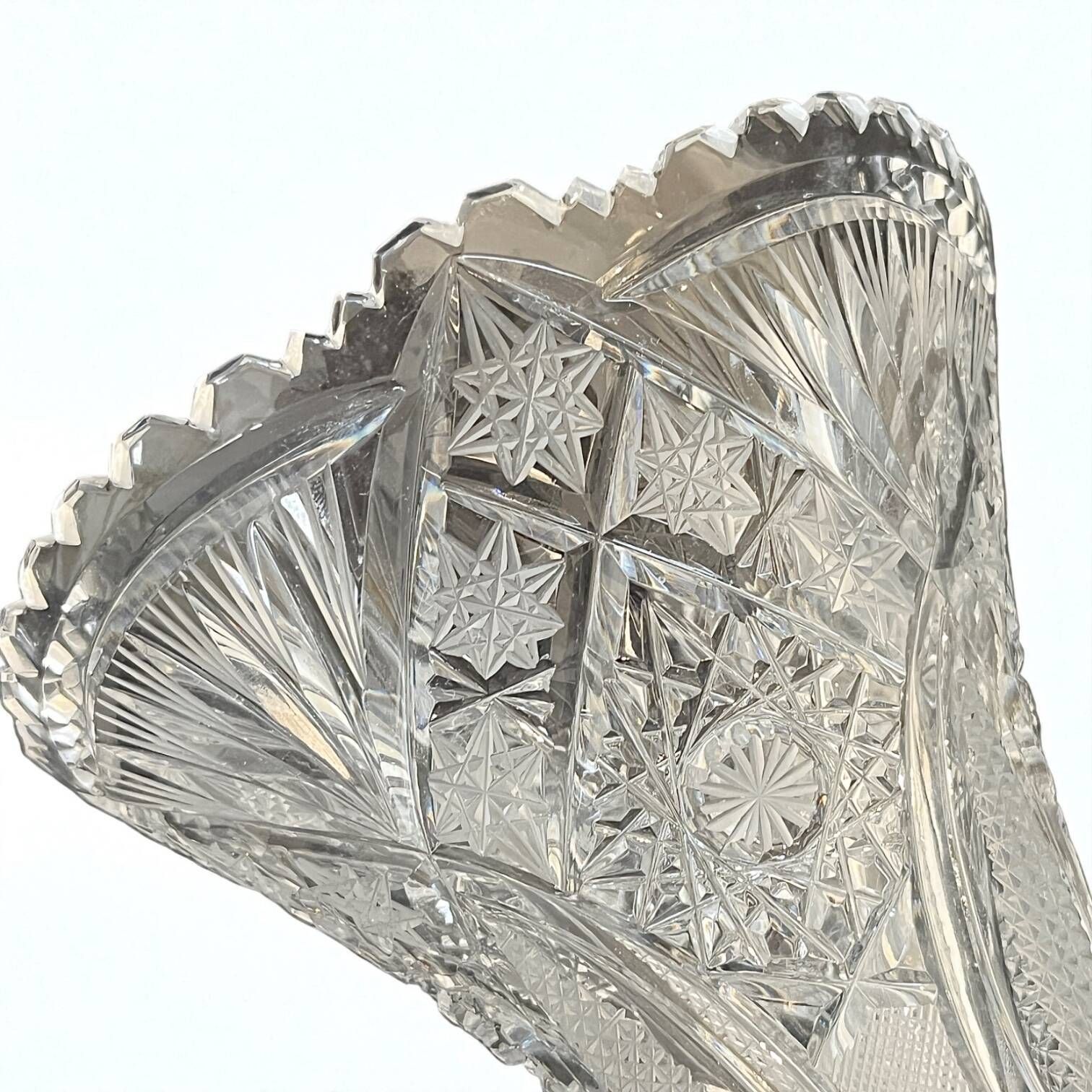 Bohemian crystal trumpet vase on foot vintage crystal vase 1940