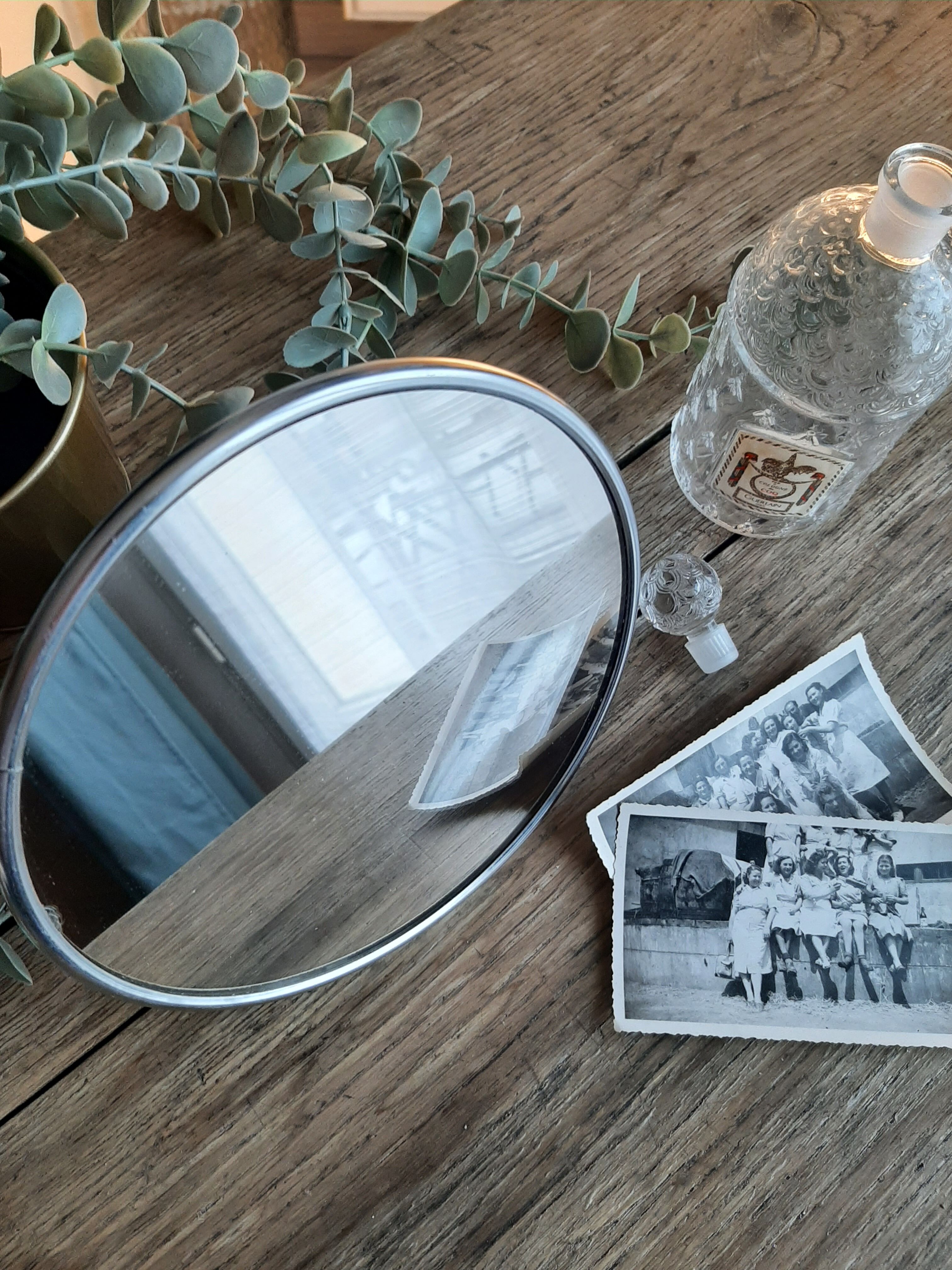 Vintage barber round mirror