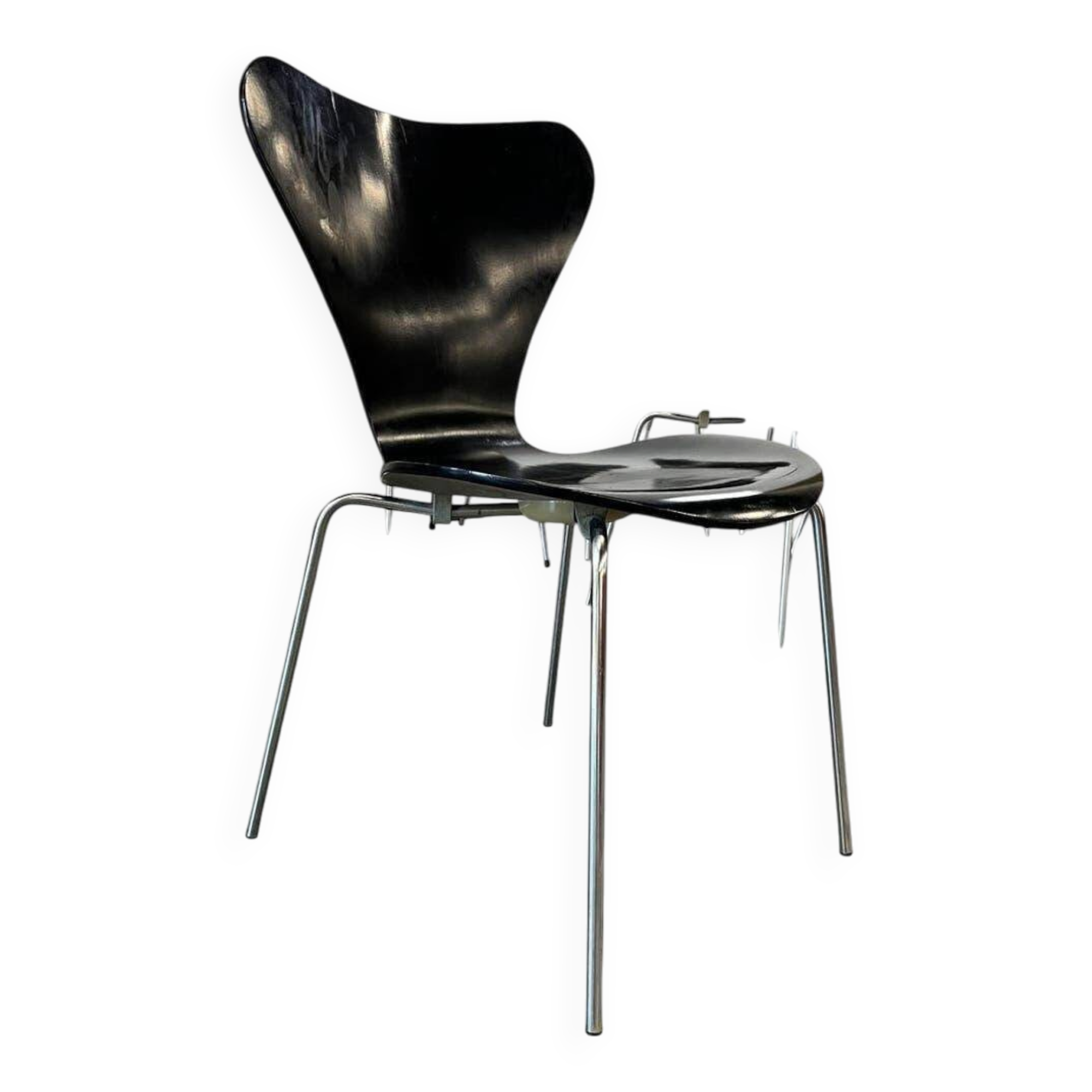 Chaise noire vintage / chaise papillon Fritz Hansen