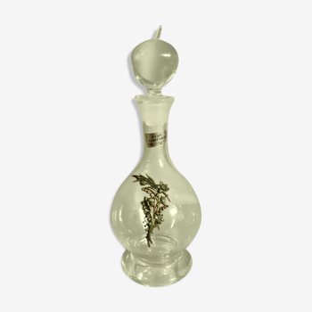 Bouteille en verre bouchon en pomme motif étain