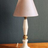 Vintage Table Lamp in White Marble and Brass