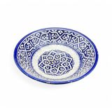 Moroccan ceramic handcrafted flat salad bowl from the city of Fez in Morocco