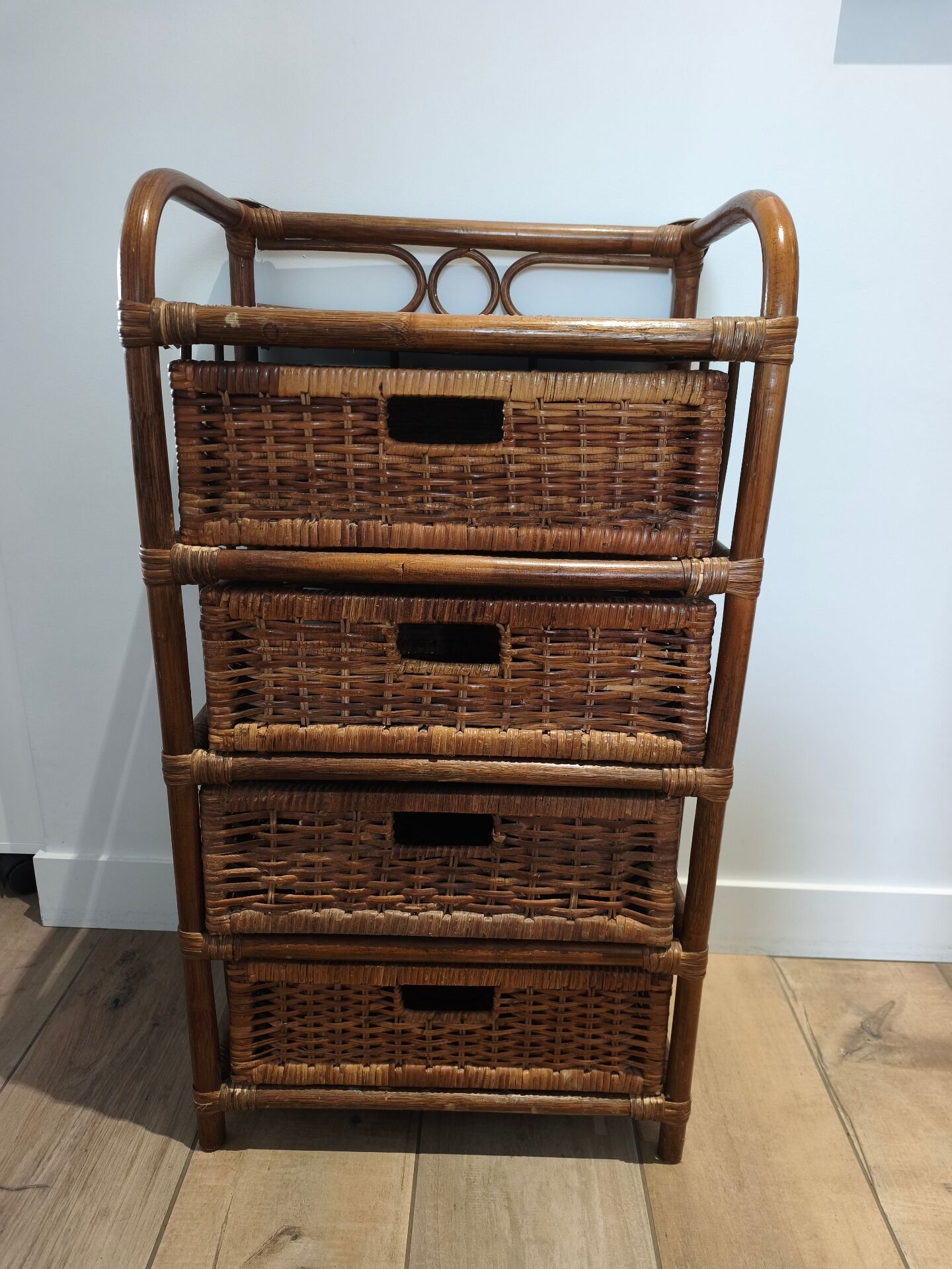 Rattan wicker drawer unit