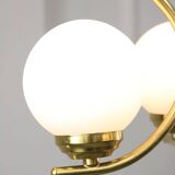 Mid-Century Italian Brass and Opaline Chandelier