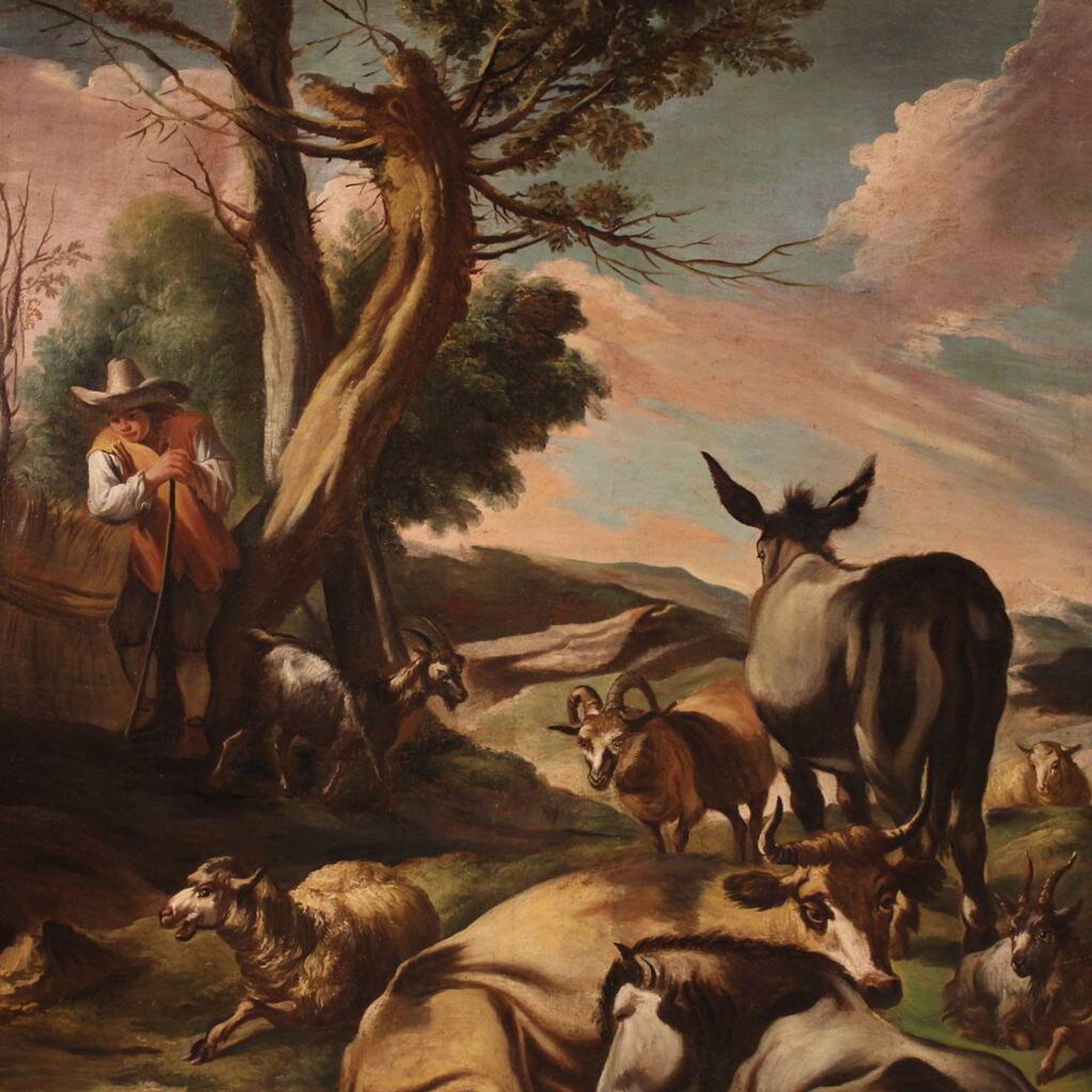 18th century Italian painting, pastoral genre scene