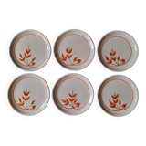 Set of 6 old orange flower dessert plates - Longchamp