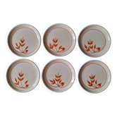 Set of 6 vintage orange floral dessert plates - Longchamp