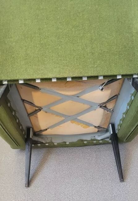 Fauteuil vintage style scandinave tissu vert