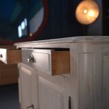 Buffet bas 2 portes patine blanche 1960's
