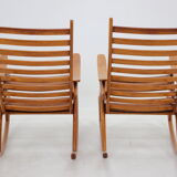 1960s pair of beech rocking chairs by uluv, czechoslovakia