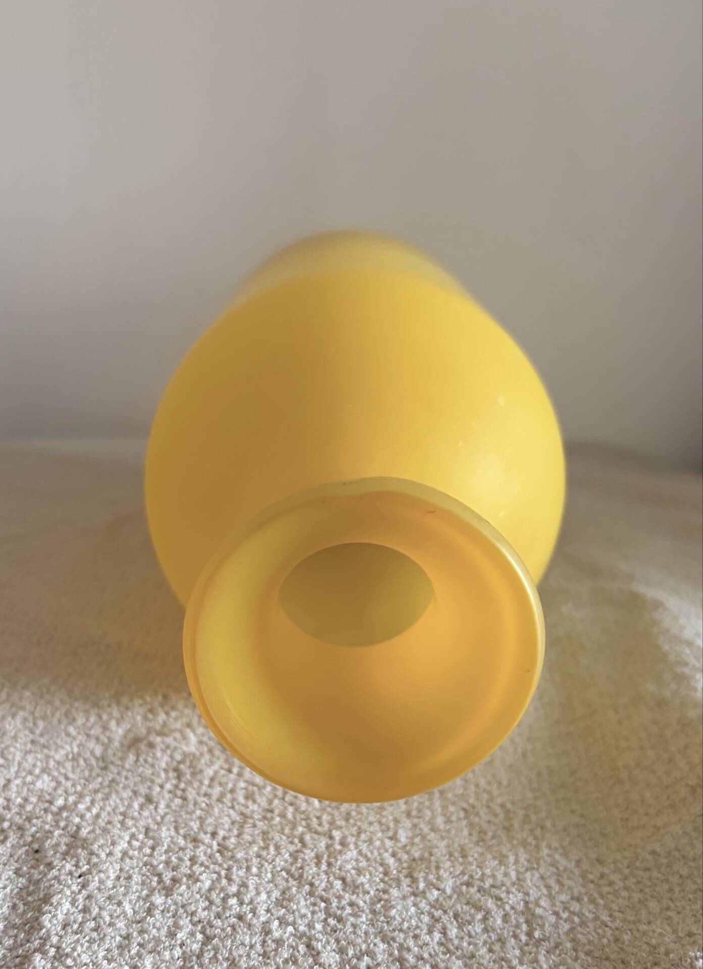 Vintage Hand-Blown Yellow Frosted Satin Glass Apothecary Vase - 1970s