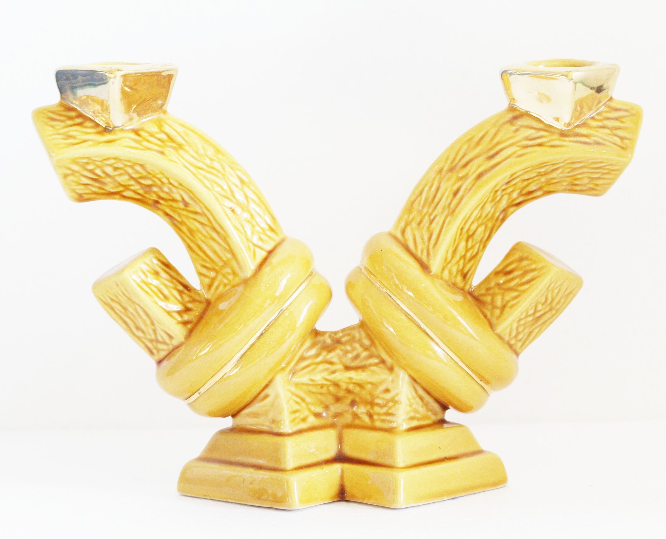 Pair of ceramic candlestick lamps