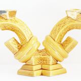 Pair of ceramic candlestick lamps