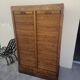 Antique 1950s double sliding door filing cabinet with curtains