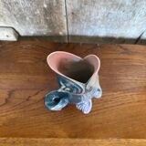 Antique fish shaped vase porcelain from france iridescent vintage